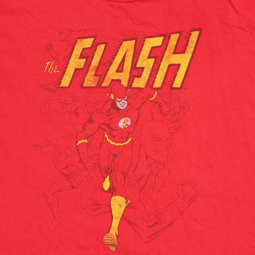 FLASH "Run Flash Run" Distressed Look Red T-Shirt Justice League DC Comics Sz 6X
